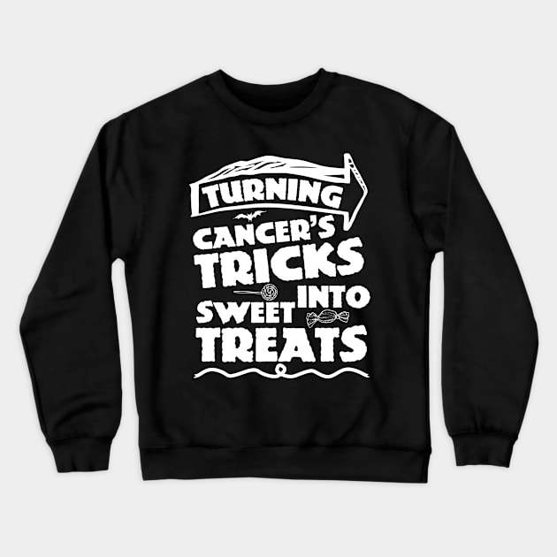 lung cancer awareness white ribbon turning cancer's tricks into sweet treats Crewneck Sweatshirt by Shaderepublic